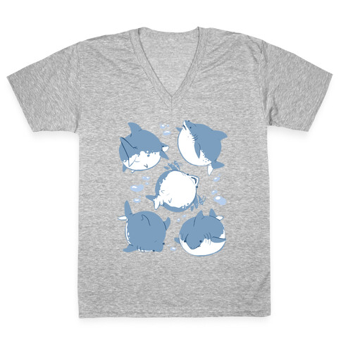 Fat Shark Pattern V-Neck Tee Shirt