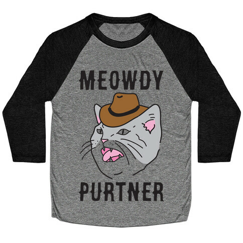 Meowdy Purtner Cowboy Cat Baseball Tee