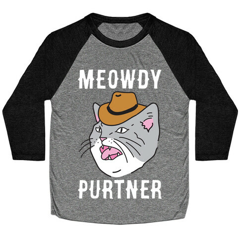 Meowdy Purtner Cowboy Cat Baseball Tee