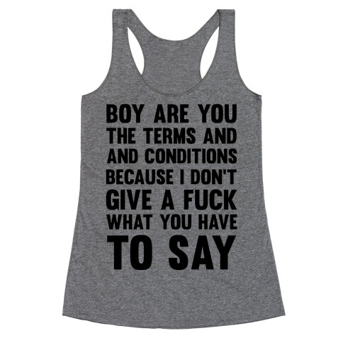 Terms and Conditions Racerback Tank Top