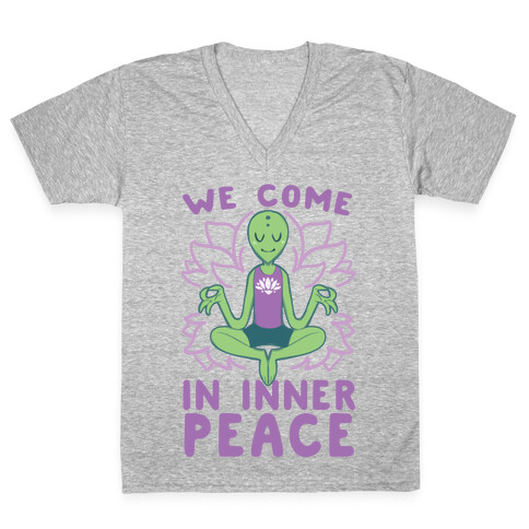 We Come in Inner Peace - Alien V-Neck Tee Shirt