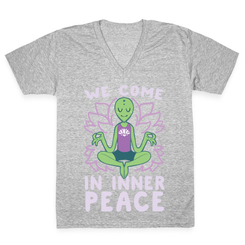 We Come in Inner Peace - Alien V-Neck Tee Shirt