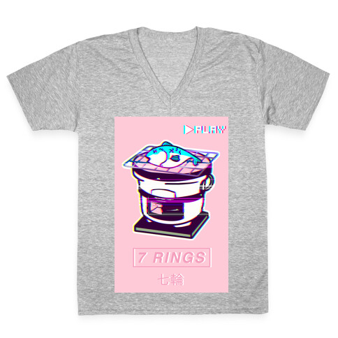 7 Rings Shichirin Parody Vapor Wave V-Neck Tee Shirt