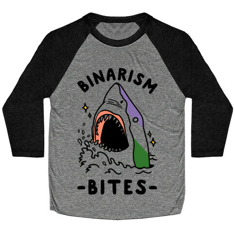 Binarism Bites Genderqueer Baseball Tee