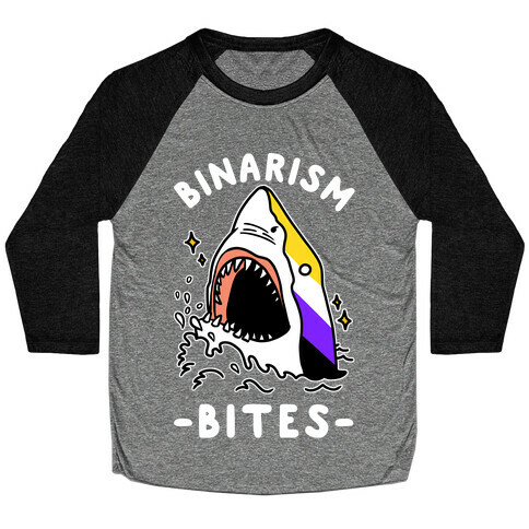 Binarism Bites Non-Binary Baseball Tee