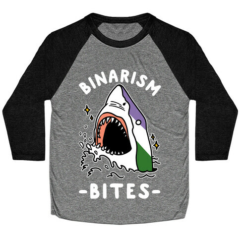 Binarism Bites Genderqueer Baseball Tee