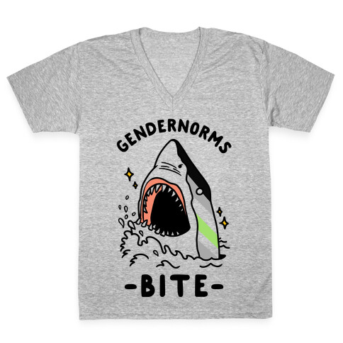 Gendernorms Bite Agender V-Neck Tee Shirt