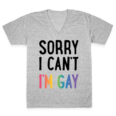 Sorry I Can't I'm Gay V-Neck Tee Shirt