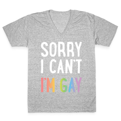 Sorry I Can't I'm Gay V-Neck Tee Shirt