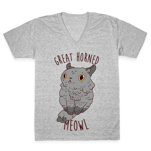 Great Horned Meowl V-Neck Tee Shirt