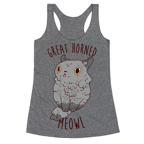 Great Horned Meowl Racerback Tank Top