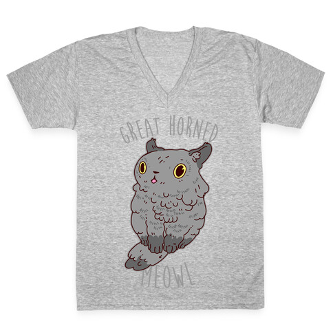 Great Horned Meowl V-Neck Tee Shirt