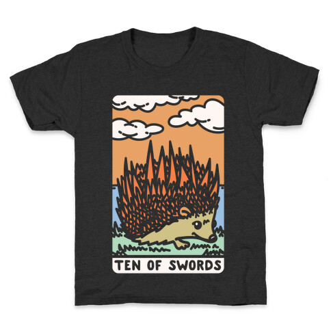Ten of Swords HedgeHog Tarot Parody White Print Kids T-Shirt