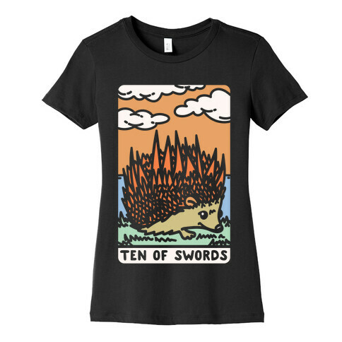 Ten of Swords HedgeHog Tarot Parody White Print Womens T-Shirt