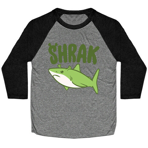 Shrak Shrek Shark Parody White Print Baseball Tee
