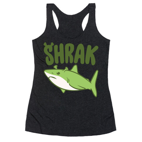 Shrak Shrek Shark Parody White Print Racerback Tank Top