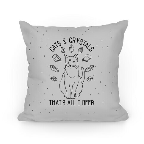 Cats and Crystals Black Lines Pillow