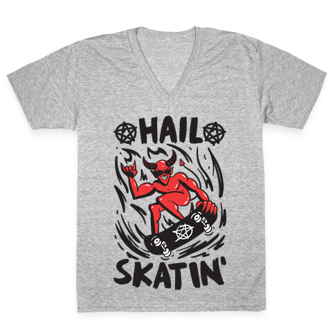 Hail Skatin' Satan V-Neck Tee Shirt