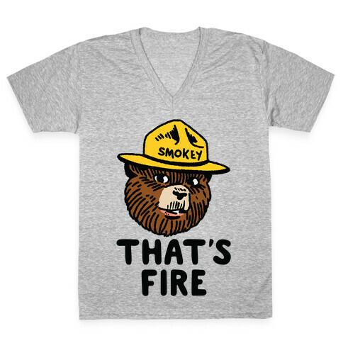 That's Fire Smokey The Bear V-Neck Tee Shirt