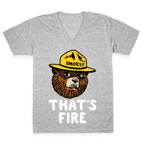 That's Fire Smokey The Bear V-Neck Tee Shirt