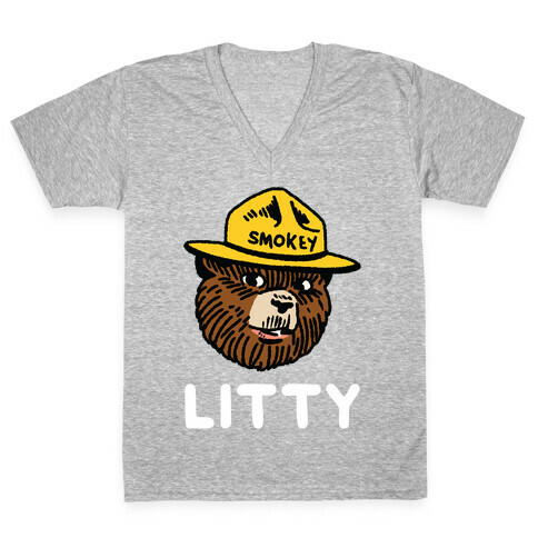 Litty Smokey The Bear V-Neck Tee Shirt