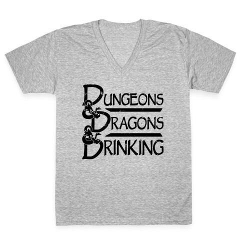 Dungeons & Dragons & Drinking V-Neck Tee Shirt