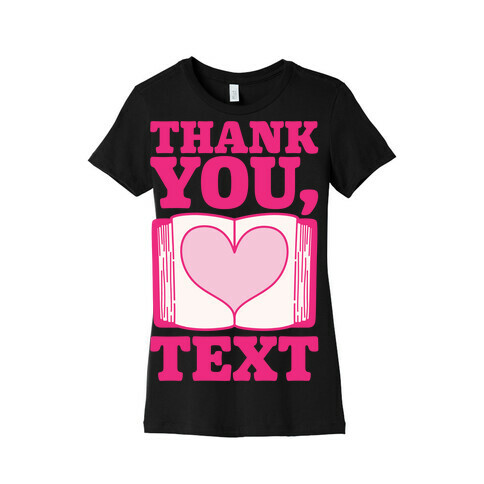 Thank You Text Book Parody White Print Womens T-Shirt