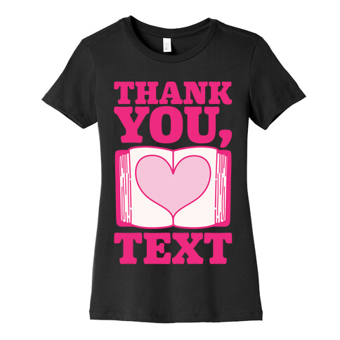 Thank You Text Book Parody White Print Womens T-Shirt