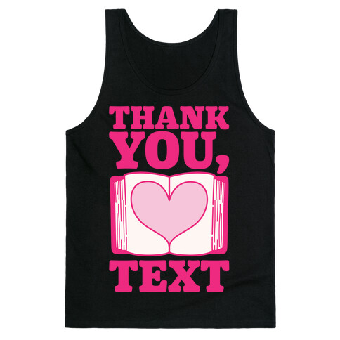 Thank You Text Book Parody White Print Tank Top