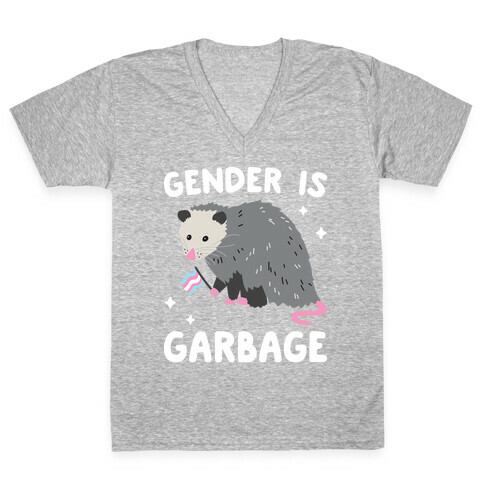 Gender Is Garbage Trans Opossum V-Neck Tee Shirt
