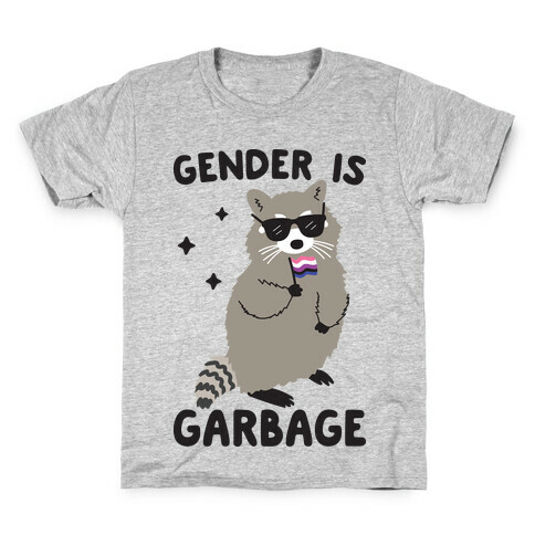 Gender Is Garbage Gender Fluid Raccoon Kids T-Shirt