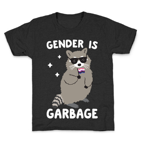 Gender Is Garbage Gender Fluid Raccoon Kids T-Shirt