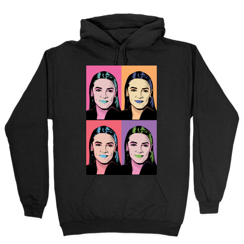 Alexandria Ocasio-Cortez Pop Art Parody Hooded Sweatshirt