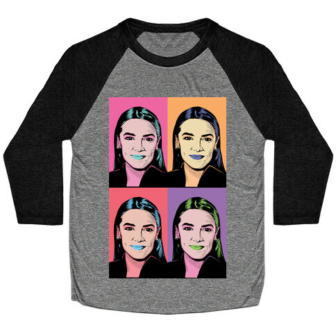 Alexandria Ocasio-Cortez Pop Art Parody Baseball Tee