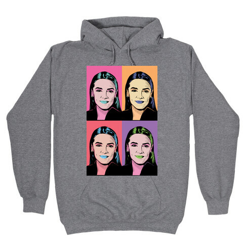 Alexandria Ocasio-Cortez Pop Art Parody Hooded Sweatshirt