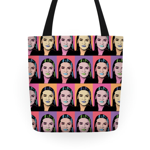 Alexandria Ocasio-Cortez Pop Art Parody Tote