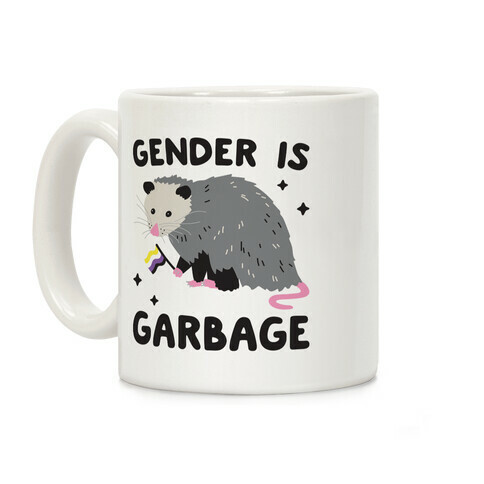 Gender Is Garbage Non-binary Opossum Coffee Mug