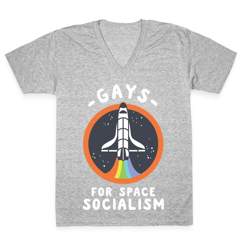Gays For Space Socialism V-Neck Tee Shirt