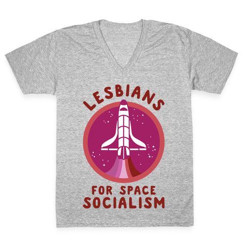 Lesbians For Space Socialism V-Neck Tee Shirt