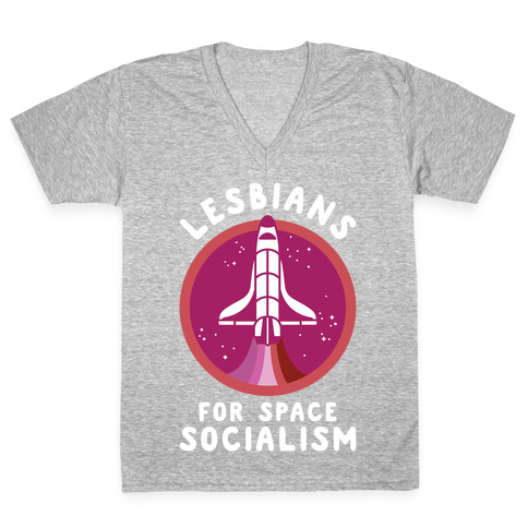 Lesbians For Space Socialism V-Neck Tee Shirt