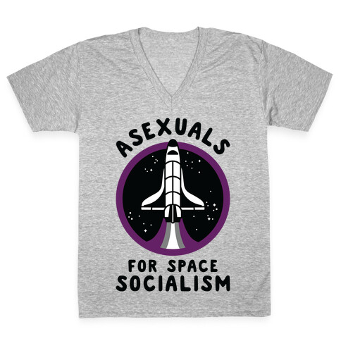 Asexuals For Space Socialism V-Neck Tee Shirt