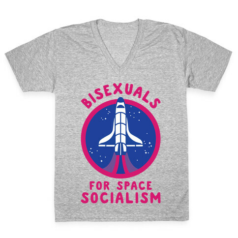Bisexuals For Space Socialism V-Neck Tee Shirt