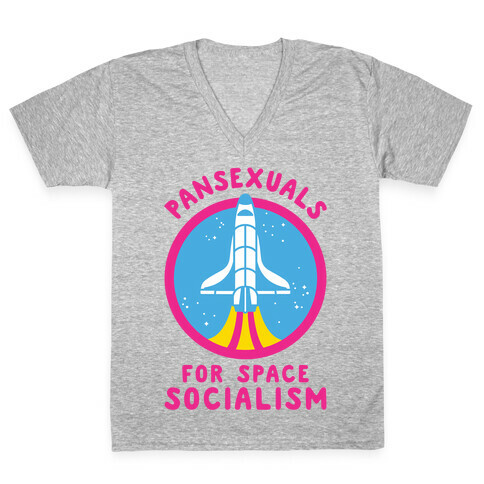Pansexuals For Space Socialism V-Neck Tee Shirt