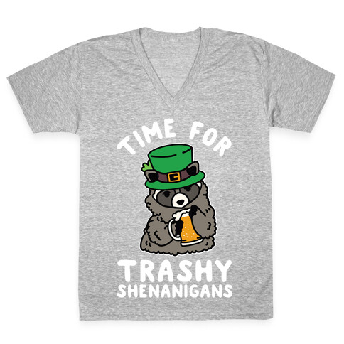 Time For Trashy Shenanigans Racoon V-Neck Tee Shirt