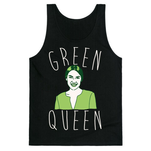 Green Queen AOC White Print Tank Top