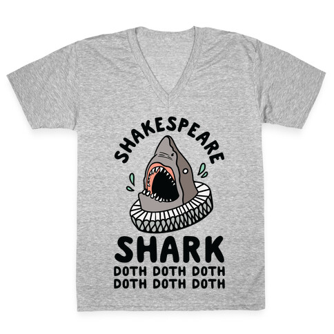 Shakespeare Shark Doth Doth Doth V-Neck Tee Shirt