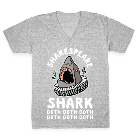 Shakespeare Shark Doth Doth Doth V-Neck Tee Shirt