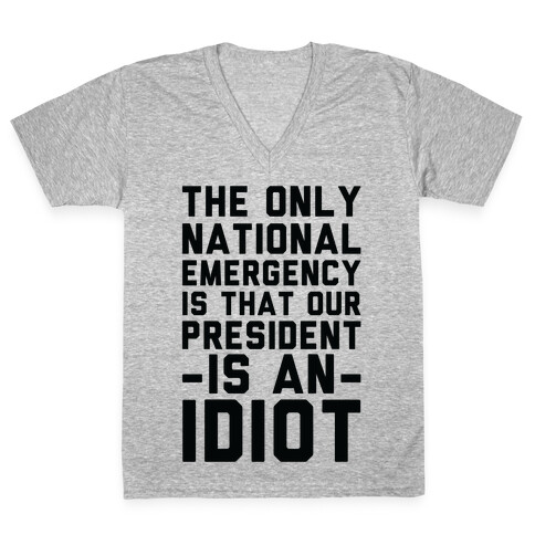 The Only National Emergency is That Our President is an Idiot V-Neck Tee Shirt