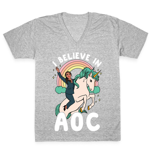 I Believe in AOC (Alexandria Ocasio-Cortez)  V-Neck Tee Shirt