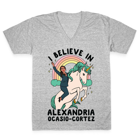 I Believe in Alexandria Ocasio-Cortez  V-Neck Tee Shirt
